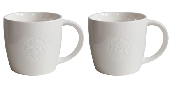 Starbucks Mug Grande 16oz set of 2 white Fore Here Collectors