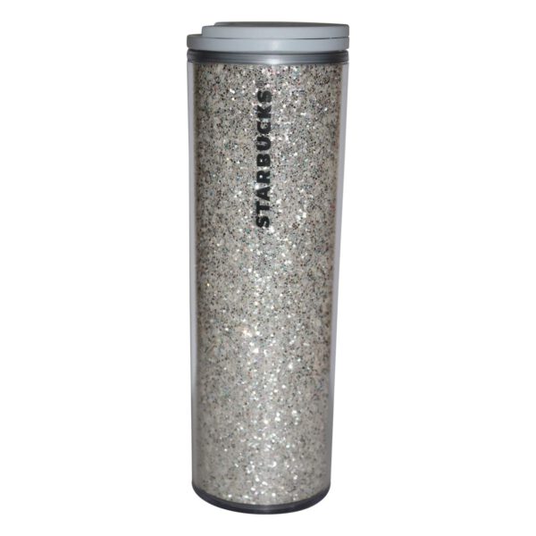 Starbucks Tumbler White Silver Glitter Kaffeebecher Teebecher Silber Glitzer Weiß