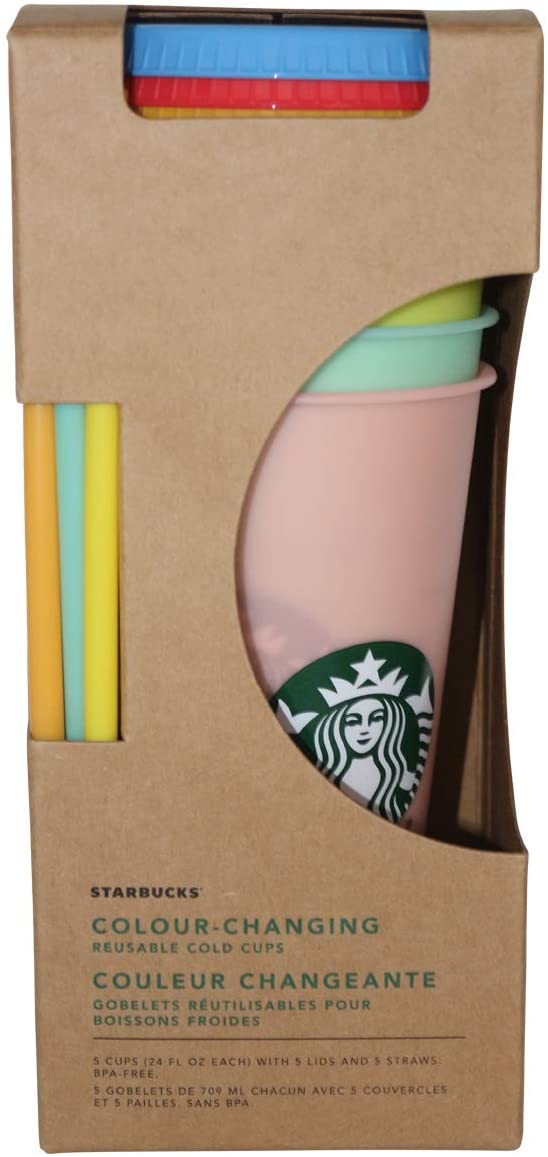 Starbucks Summer 2020 Collection Colour-Changing Reusable Cold Cups 710ml 5er Set