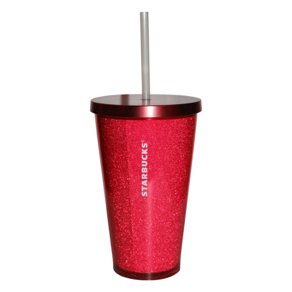 Starbucks Tumbler Becher Cold to go Kaltgetränkebecher Red Glitzer