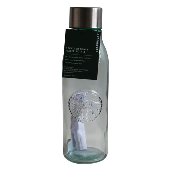 Starbucks Coffee Water Bottle Wasserflasche Kaltgetränke Recycled Glass 20oz/591ml