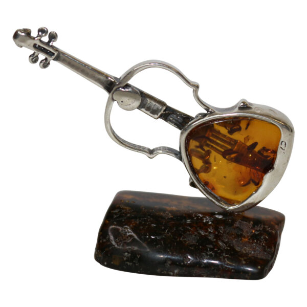 Amber Jewelry Deco Violin 925 Silver Socket