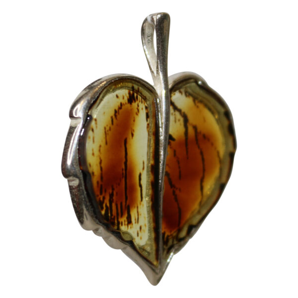 Amber Jewelry Pendant Leaf 925 Silver Socket