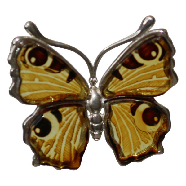 Amber Jewelry Pendant Butterfly 925 Silver Socket