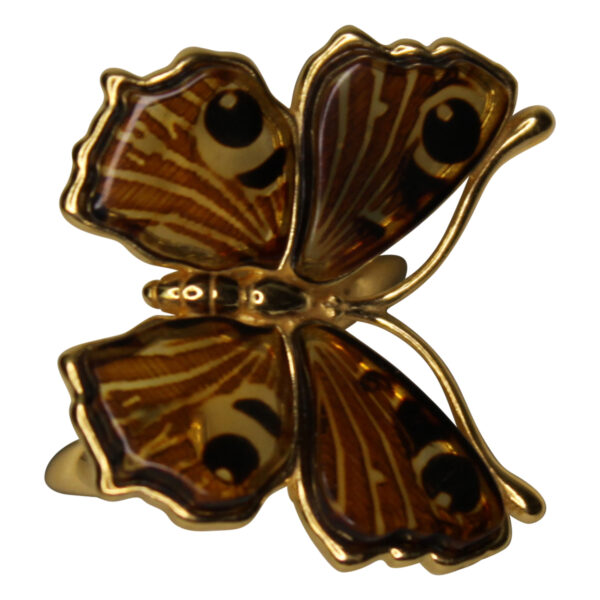 Bernstein Schmuck Ring Schmetterling 925 Silber Fassung vergoldet